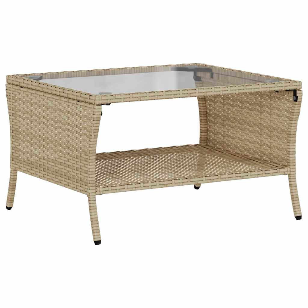 Divano Giardino 2 Posti con Cuscini e Tavolo Beige Polyrattan | homemem39