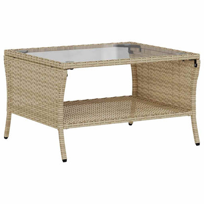 Divano Giardino 2 Posti con Cuscini e Tavolo Beige Polyrattan | homemem39