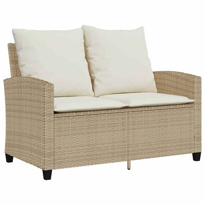 Divano Giardino 2 Posti con Cuscini e Tavolo Beige Polyrattan | homemem39