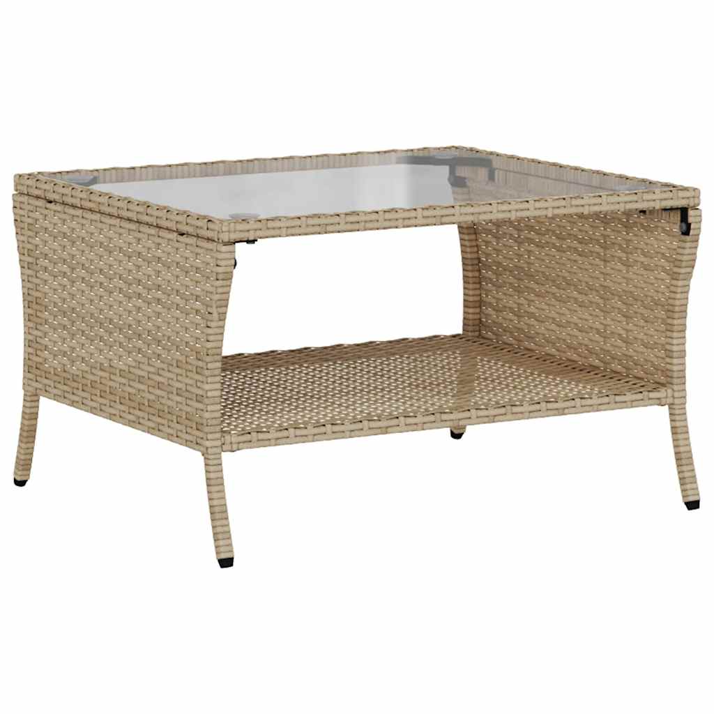 Divano Giardino 2 Posti con Cuscini e Tavolo Beige Polyrattan | homemem39