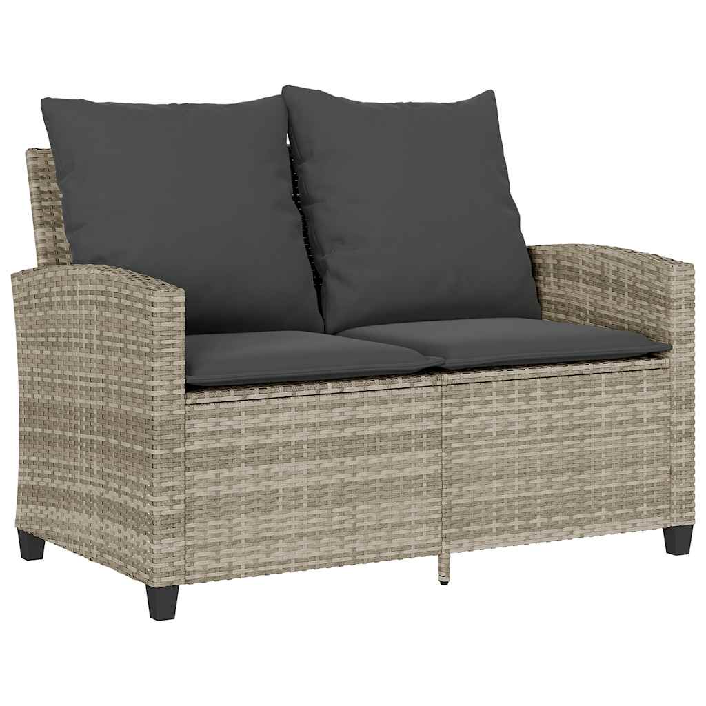 Divano 2 Posti con Cuscini e Tavolo Grigio Chiaro Polyrattan | homemem39