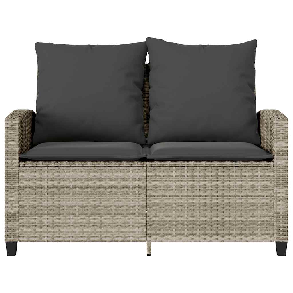 Divano 2 Posti con Cuscini e Tavolo Grigio Chiaro Polyrattan | homemem39