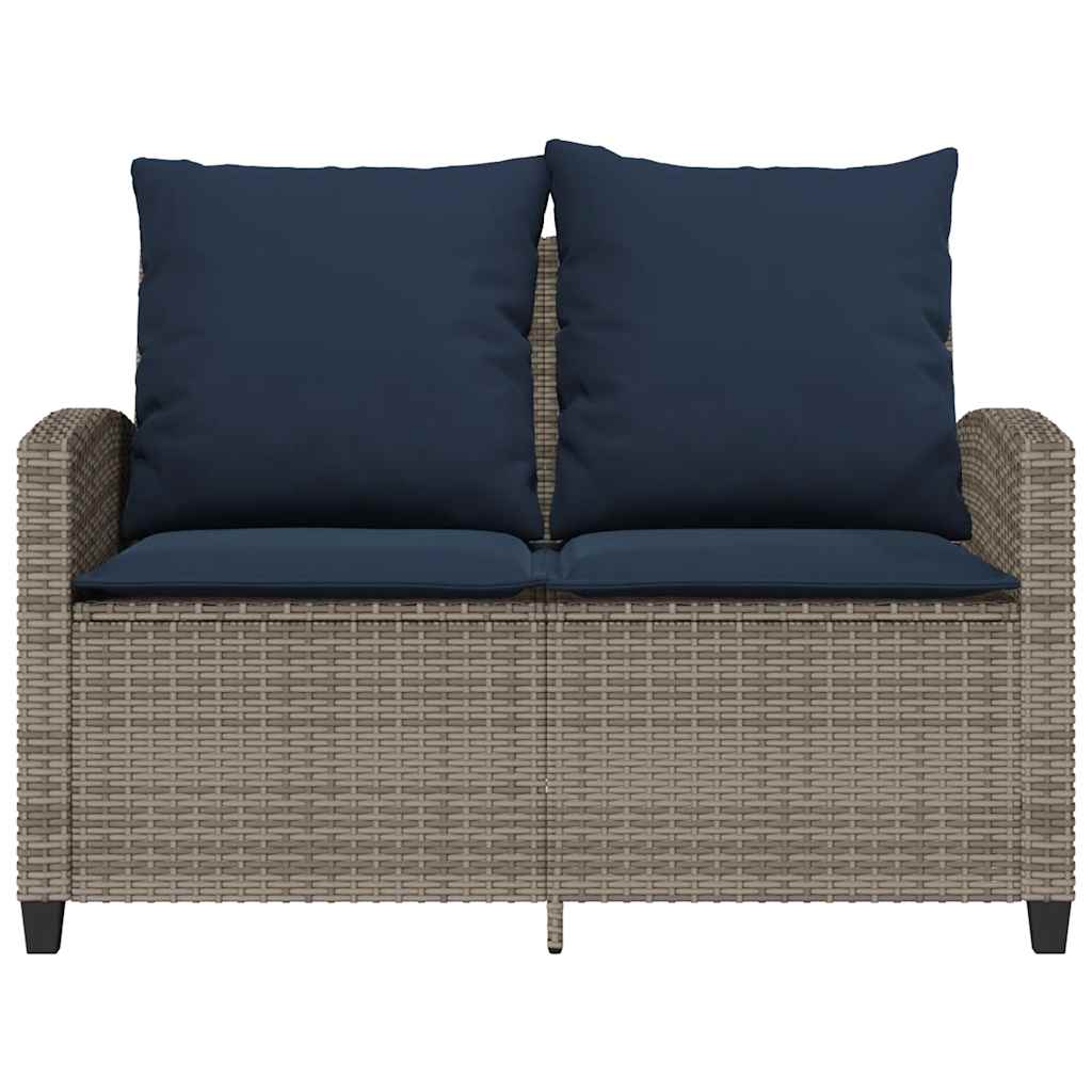Divano da Giardino a 2 Posti Cuscini&Tavolo Grigio Polyrattan | homemem39