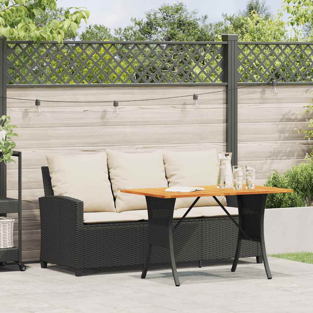 Divano da Giardino a 3 Posti Cuscini&Tavolo Nero in Polyrattan | homemem39