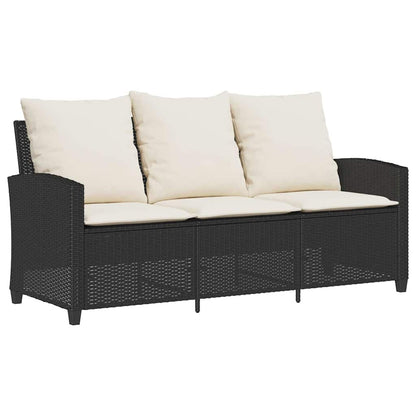 Divano da Giardino a 3 Posti Cuscini&Tavolo Nero in Polyrattan | homemem39