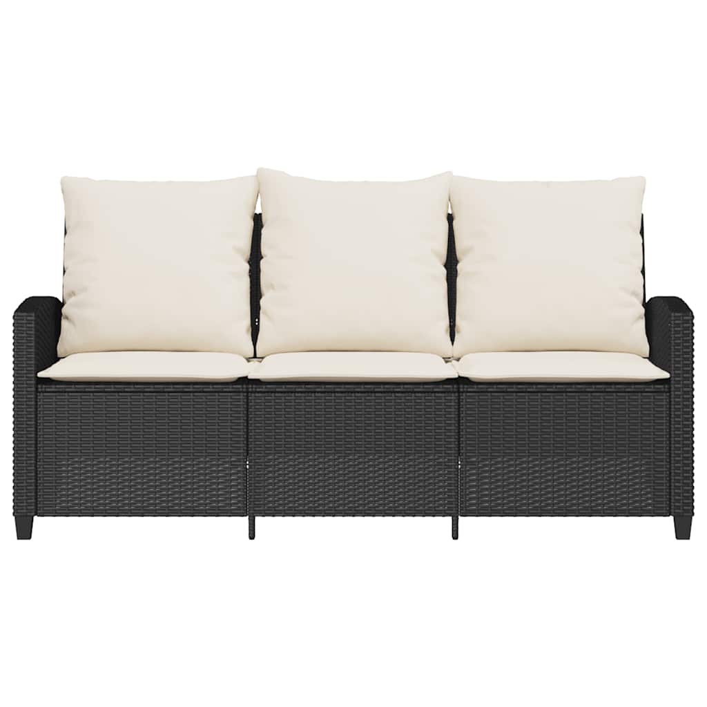 Divano da Giardino a 3 Posti Cuscini&Tavolo Nero in Polyrattan | homemem39