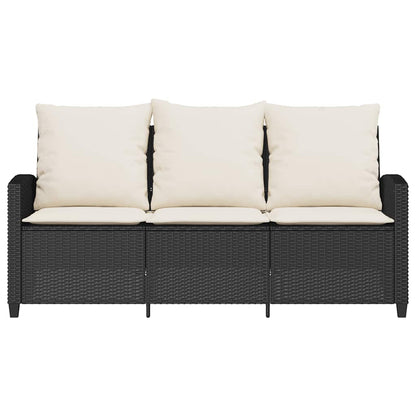Divano da Giardino a 3 Posti Cuscini&Tavolo Nero in Polyrattan | homemem39