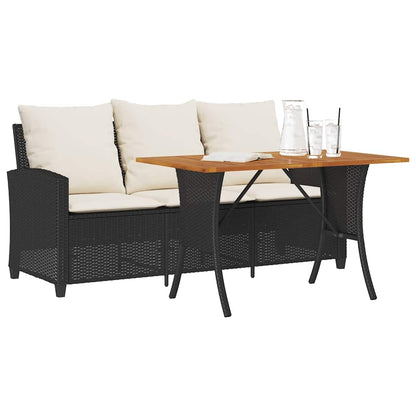 Divano da Giardino a 3 Posti Cuscini&Tavolo Nero in Polyrattan | homemem39