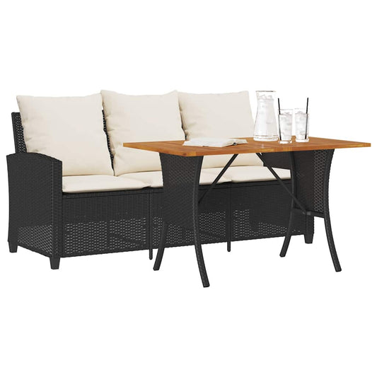 Divano da Giardino a 3 Posti Cuscini&Tavolo Nero in Polyrattan | homemem39