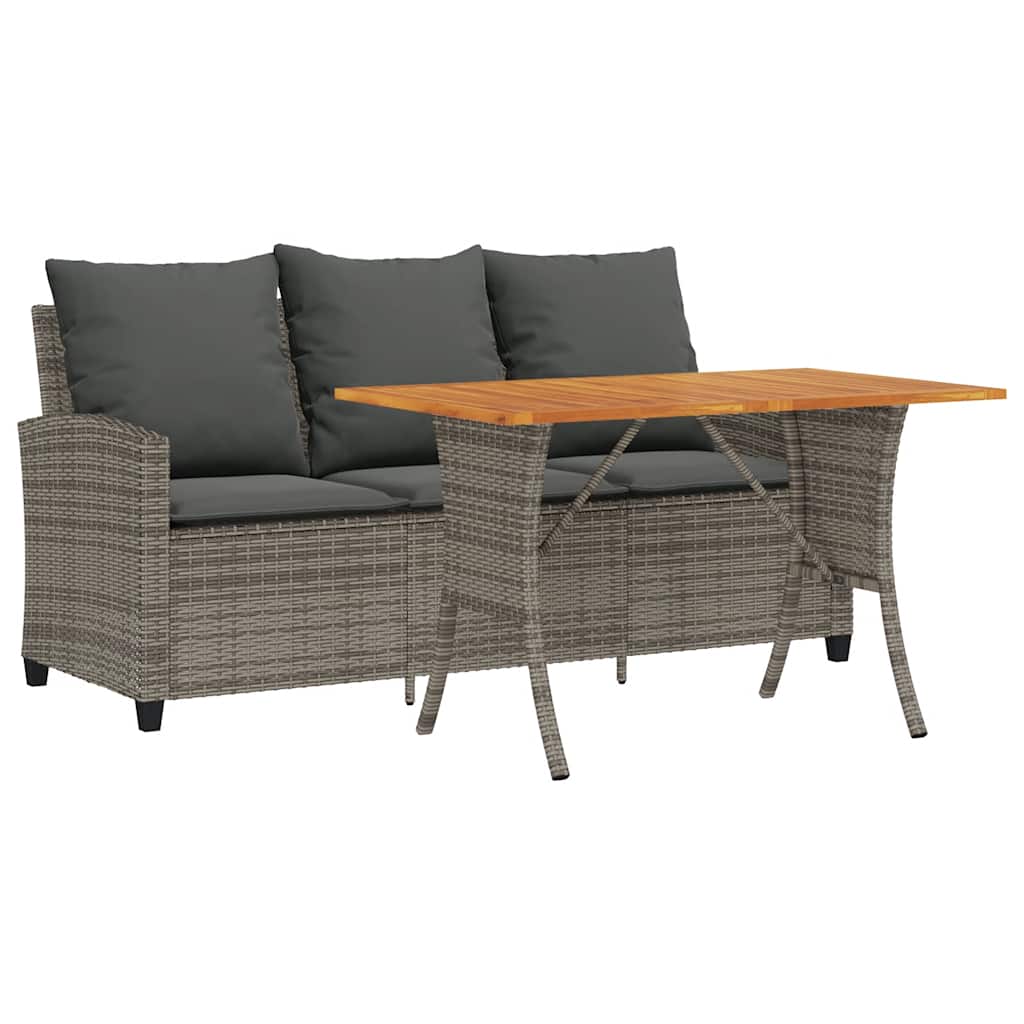 Divano da Giardino a 3 Posti Cuscini&Tavolo Grigio Polyrattan | homemem39