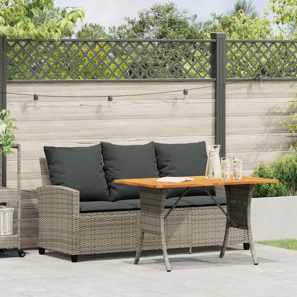 Divano da Giardino a 3 Posti Cuscini&Tavolo Grigio Polyrattan | homemem39