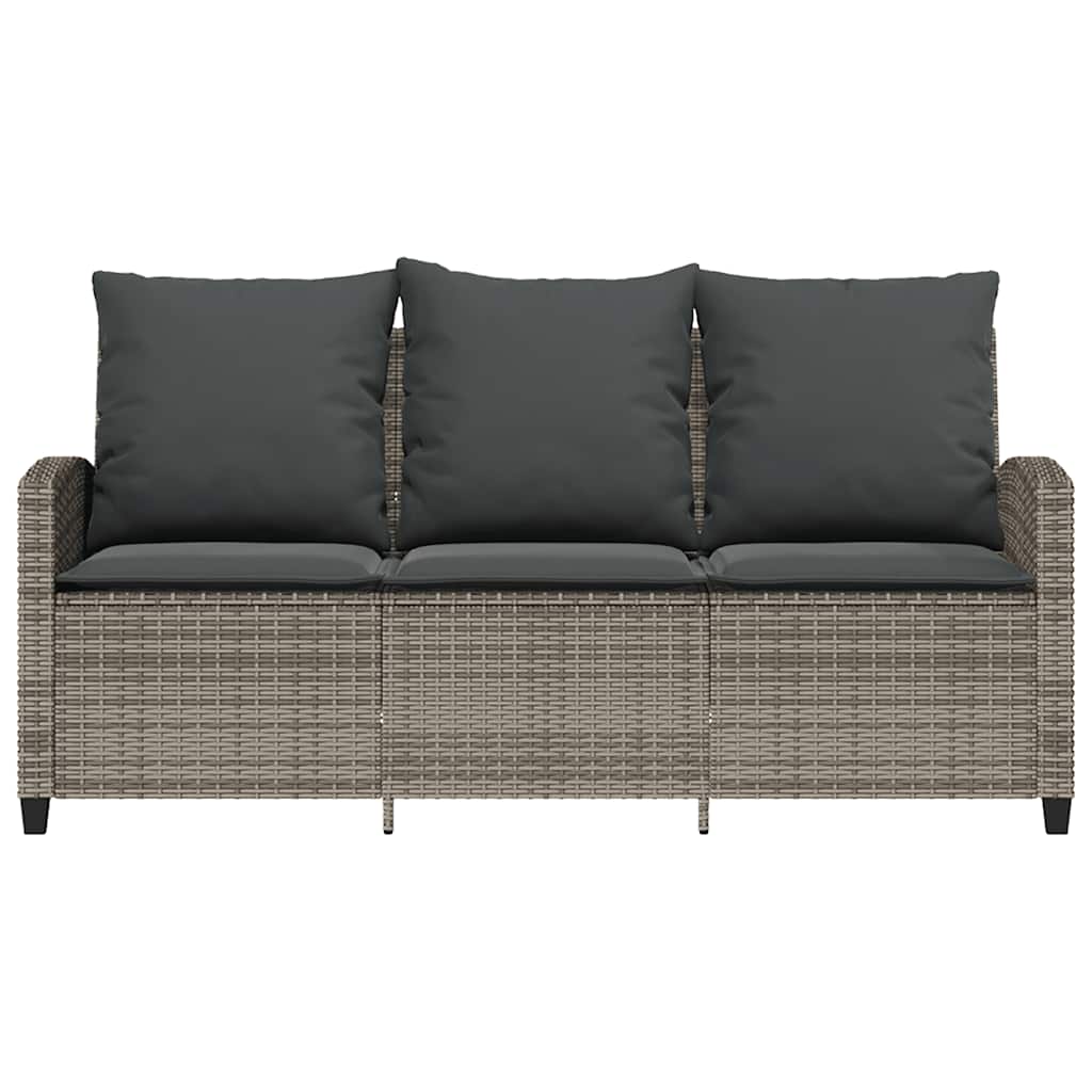 Divano da Giardino a 3 Posti Cuscini&Tavolo Grigio Polyrattan | homemem39