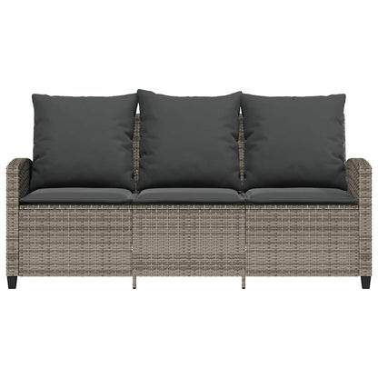 Divano da Giardino a 3 Posti Cuscini&Tavolo Grigio Polyrattan | homemem39