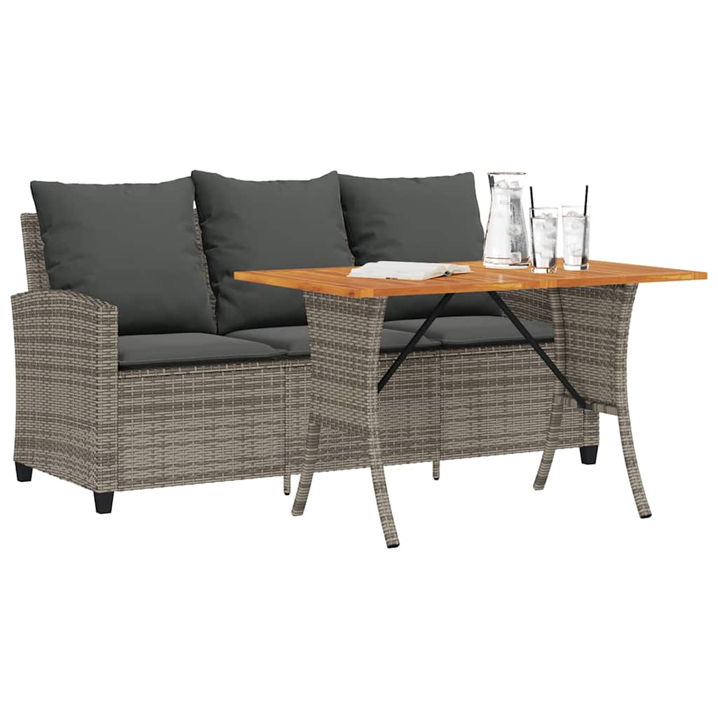 Divano da Giardino a 3 Posti Cuscini&Tavolo Grigio Polyrattan | homemem39