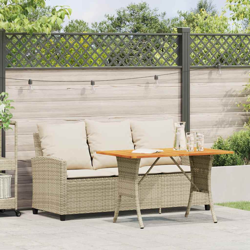 Divano Giardino 3 Posti con Cuscini e Tavolo Beige Polyrattan | homemem39