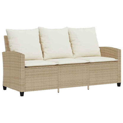 Divano Giardino 3 Posti con Cuscini e Tavolo Beige Polyrattan | homemem39