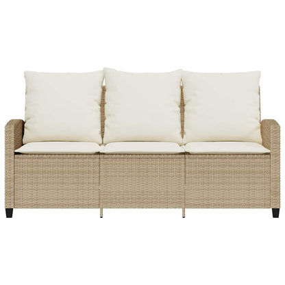 Divano Giardino 3 Posti con Cuscini e Tavolo Beige Polyrattan | homemem39