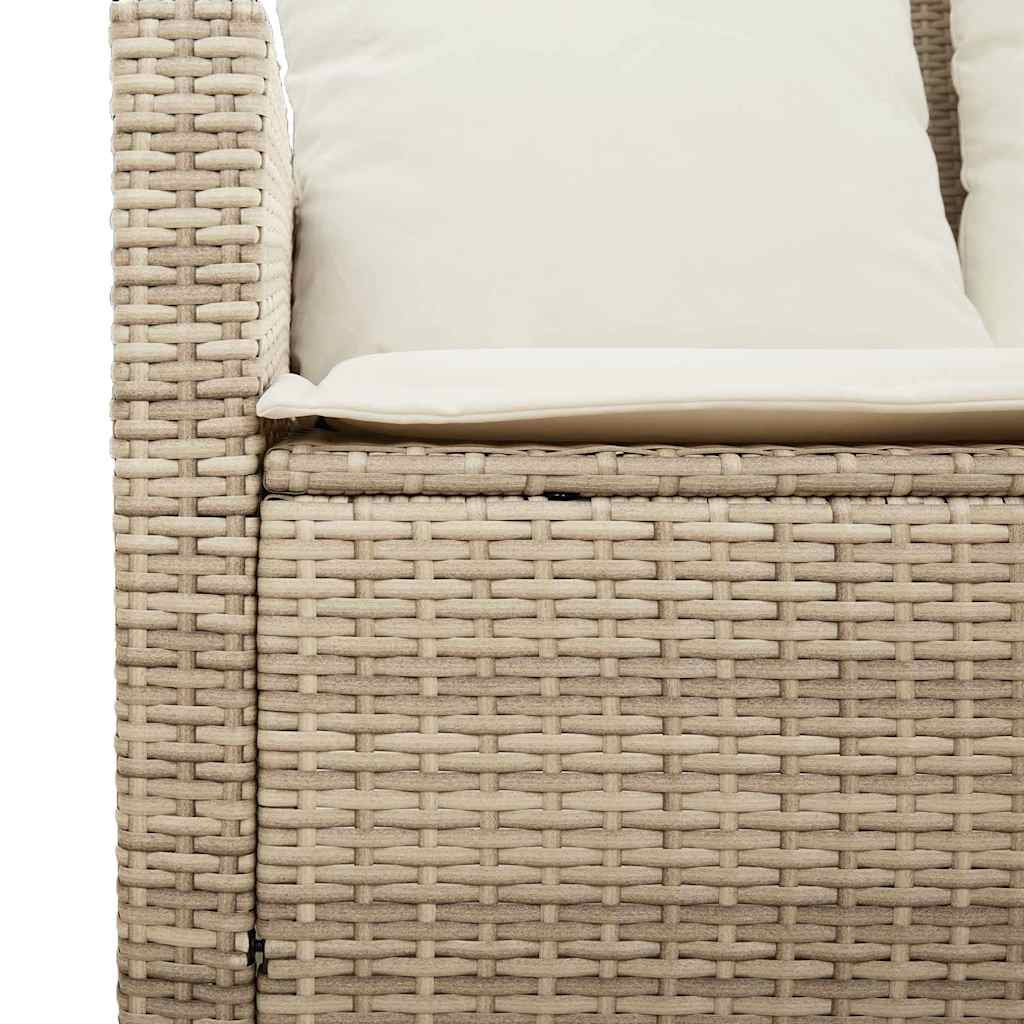 Divano Giardino 3 Posti con Cuscini e Tavolo Beige Polyrattan | homemem39