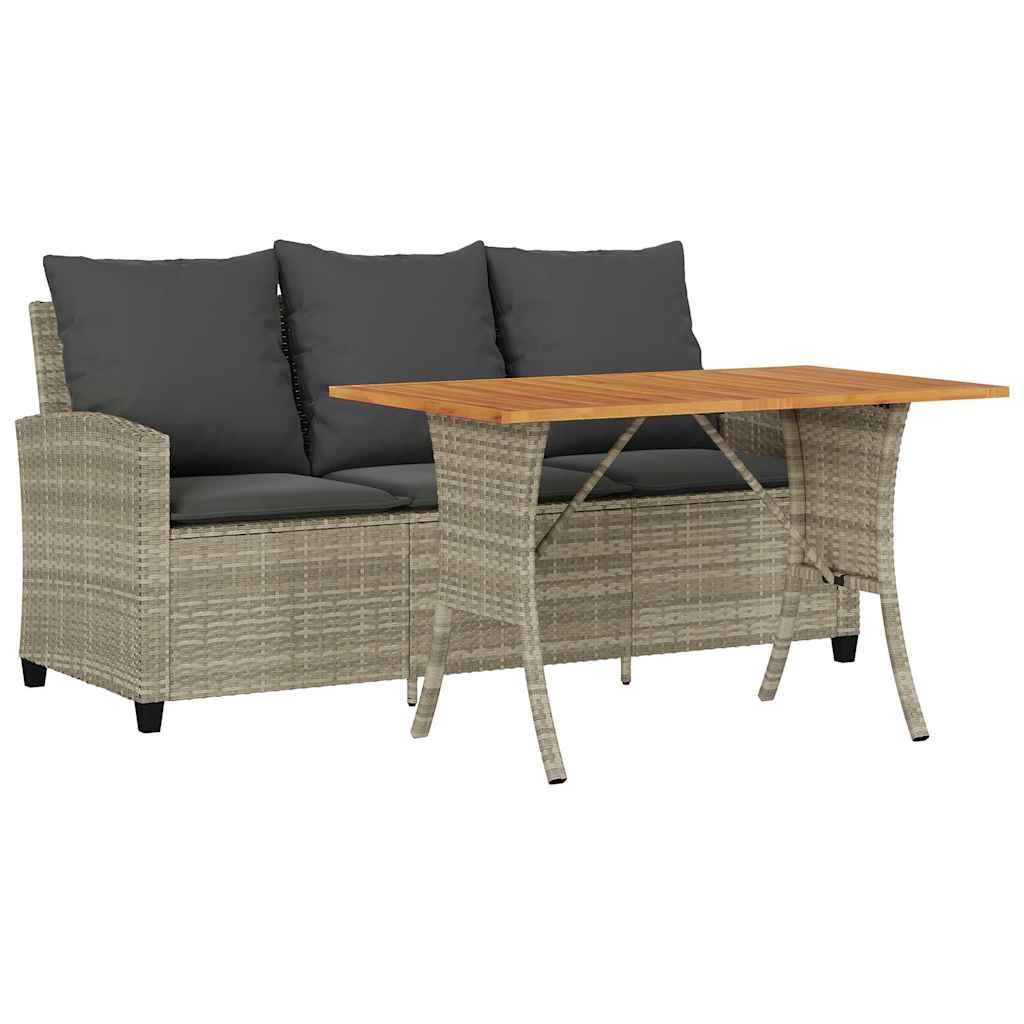 Divano 3 Posti con Cuscini e Tavolo Grigio Chiaro Polyrattan | homemem39