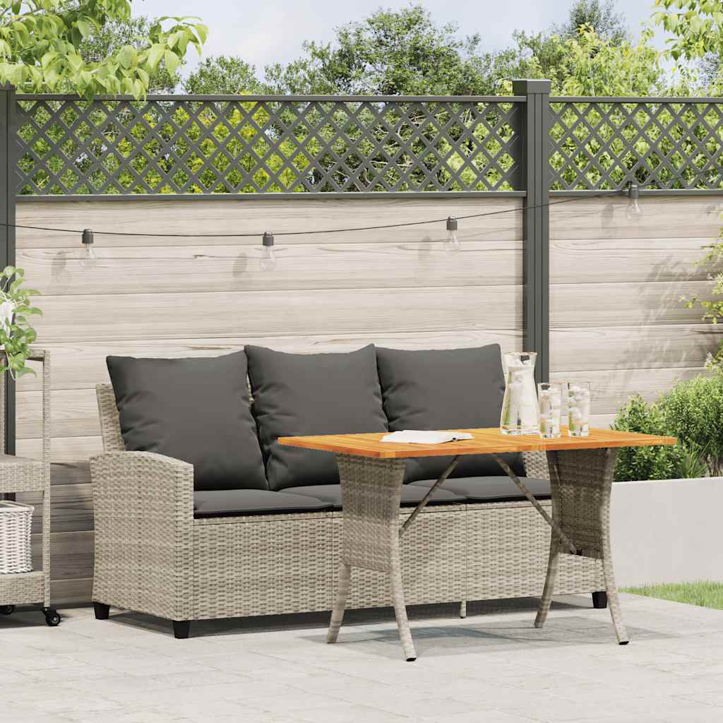 Divano 3 Posti con Cuscini e Tavolo Grigio Chiaro Polyrattan | homemem39