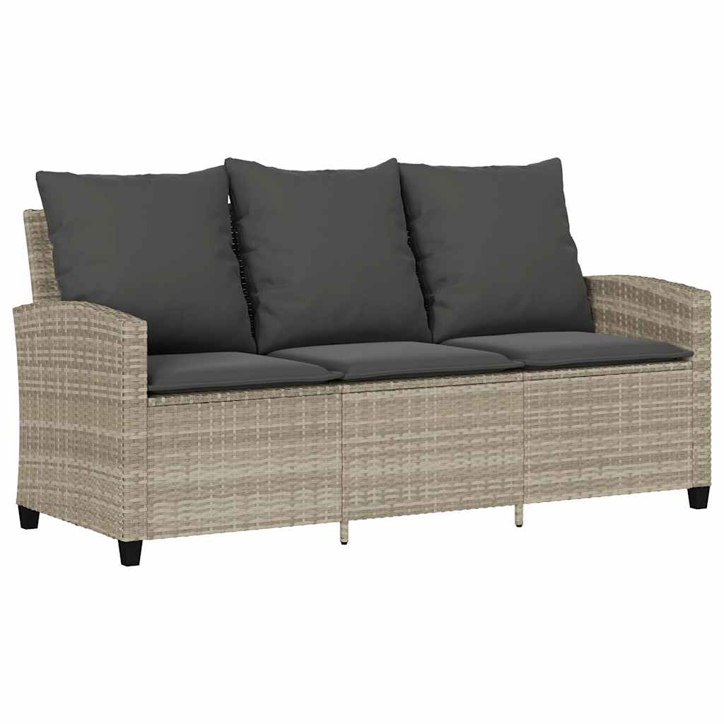Divano 3 Posti con Cuscini e Tavolo Grigio Chiaro Polyrattan | homemem39