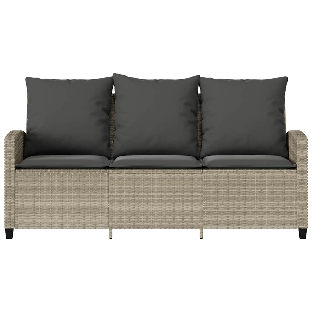 Divano 3 Posti con Cuscini e Tavolo Grigio Chiaro Polyrattan | homemem39