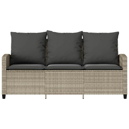 Divano 3 Posti con Cuscini e Tavolo Grigio Chiaro Polyrattan | homemem39