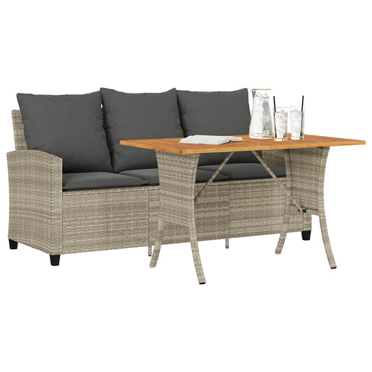 Divano 3 Posti con Cuscini e Tavolo Grigio Chiaro Polyrattan | homemem39