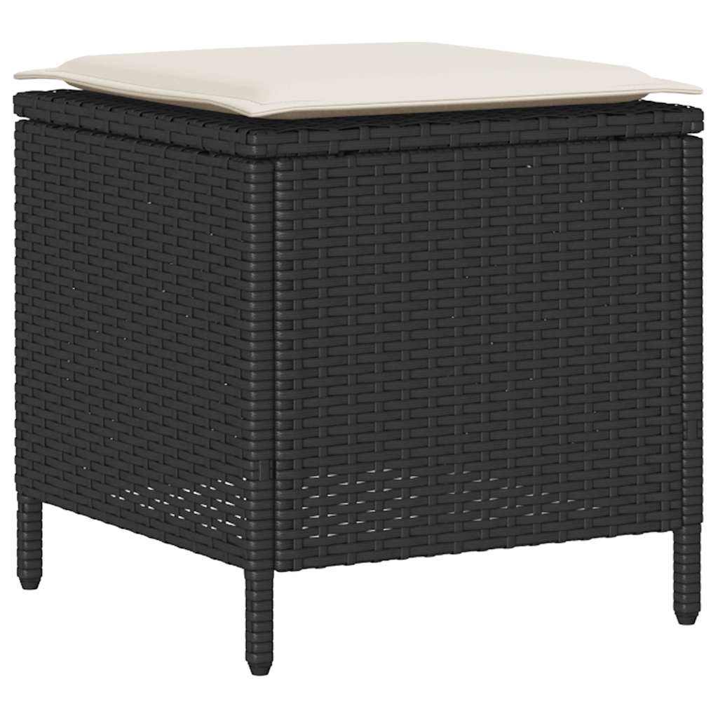 Set Divani da Giardino 4 pz con Cuscini Nero in Polyrattan | homemem39