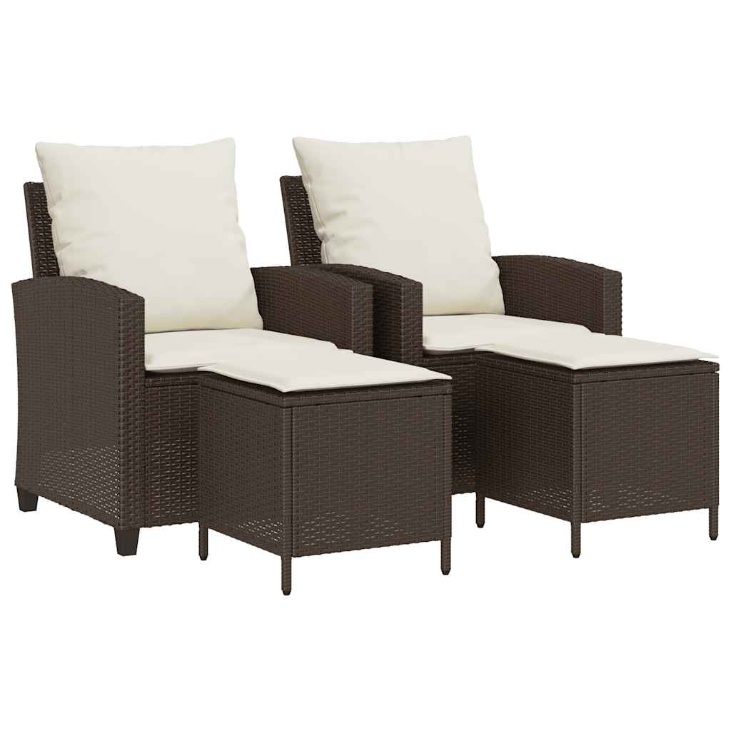 Set Divano da Giardino 4 pz con Cuscini Marrone in Polyrattan | homemem39
