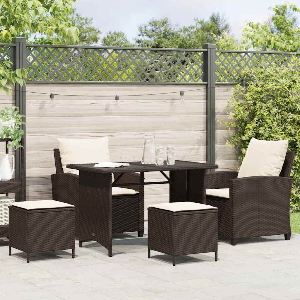 Set Divano da Giardino 4 pz con Cuscini Marrone in Polyrattan | homemem39