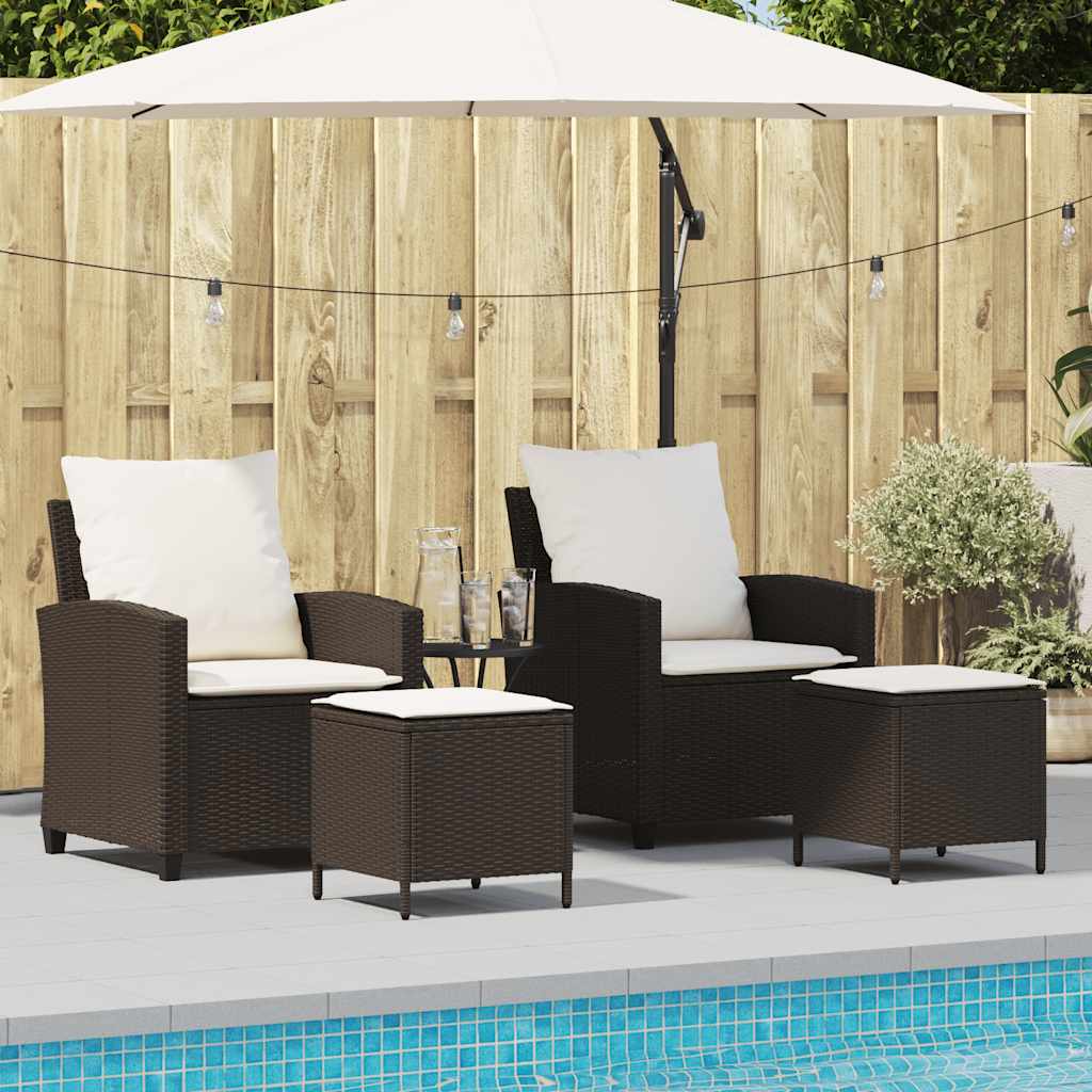Set Divano da Giardino 4 pz con Cuscini Marrone in Polyrattan | homemem39
