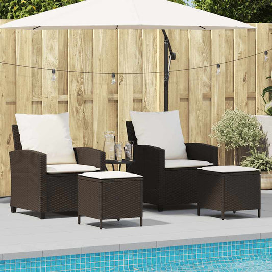 Set Divano da Giardino 4 pz con Cuscini Marrone in Polyrattan | homemem39