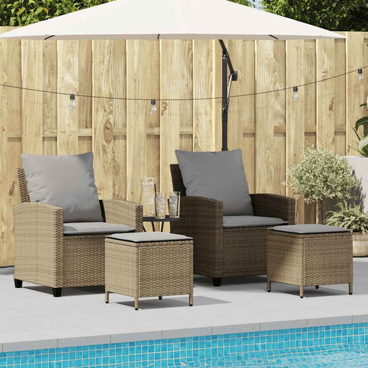 Set Divano da Giardino 4 pz con Cuscini Beige in Polyrattan | homemem39
