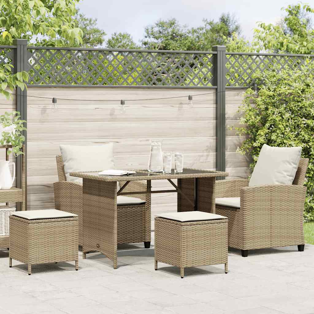 Set Divano da Giardino 4 pz con Cuscini Beige in Polyrattan | homemem39