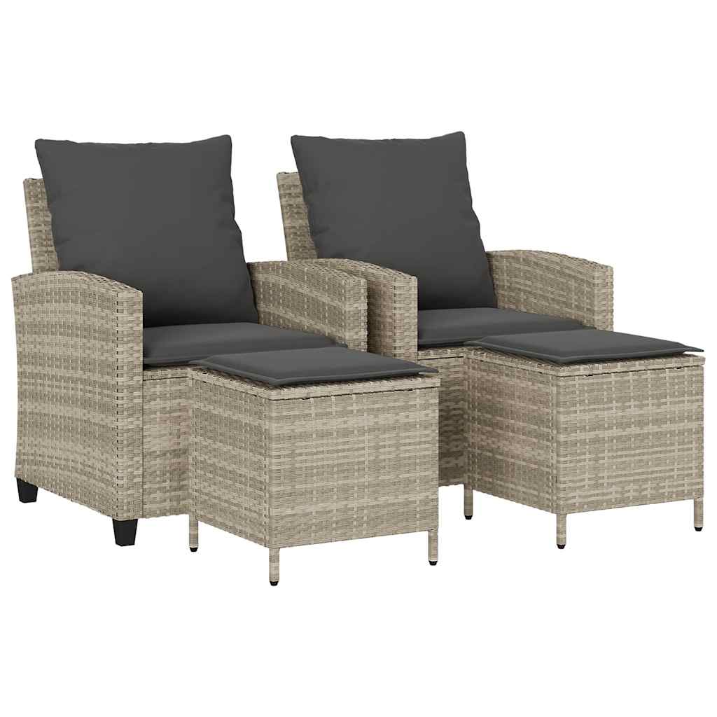 Set Divano da Giardino 4pz con Cuscini Grigio Chiaro Polyrattan | homemem39