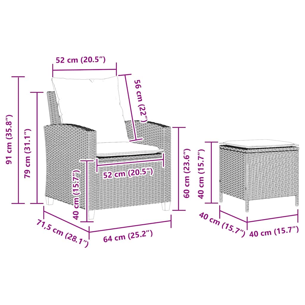 Set Divano da Giardino 4pz con Cuscini Grigio Chiaro Polyrattan | homemem39
