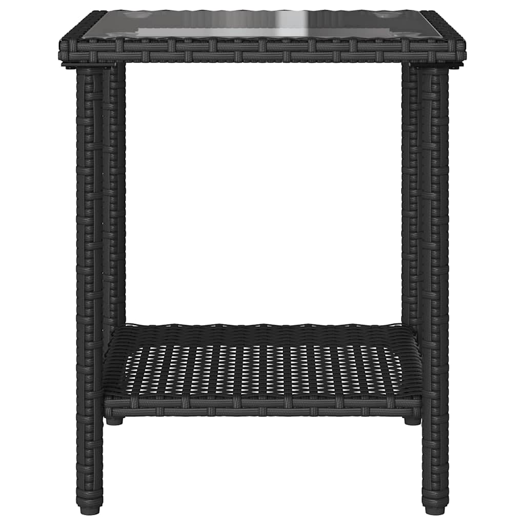 Divano da Giardino con Tavolo e Cuscini a L Nero in Polyrattan | homemem39