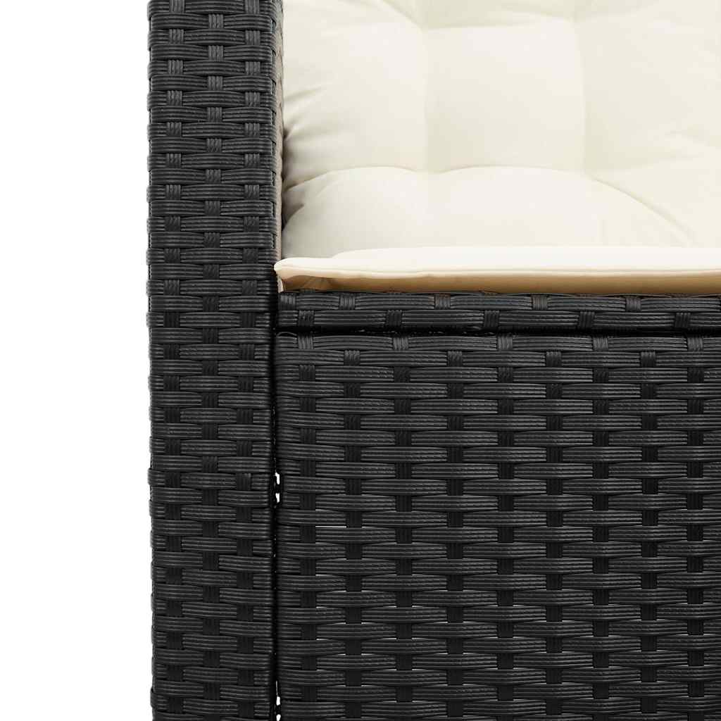 Divano da Giardino con Tavolo e Cuscini a L Nero in Polyrattan | homemem39