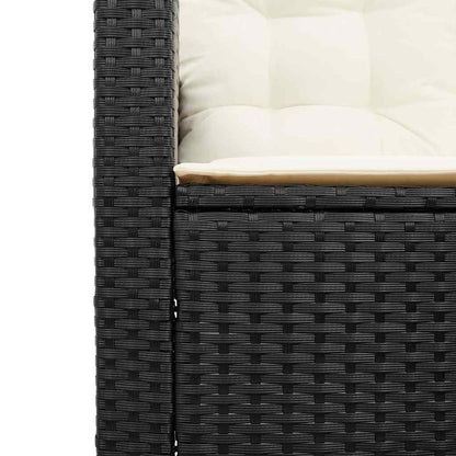 Divano da Giardino con Tavolo e Cuscini a L Nero in Polyrattan | homemem39