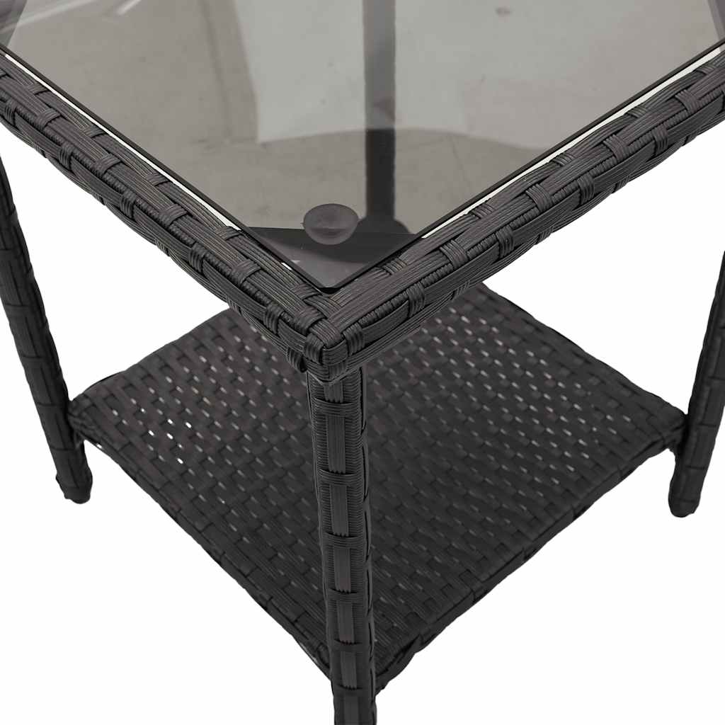 Divano da Giardino con Tavolo e Cuscini a L Nero in Polyrattan | homemem39
