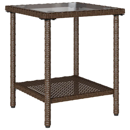 Divano da Giardino con Tavolo e Cuscini a L Marrone Polyrattan | homemem39