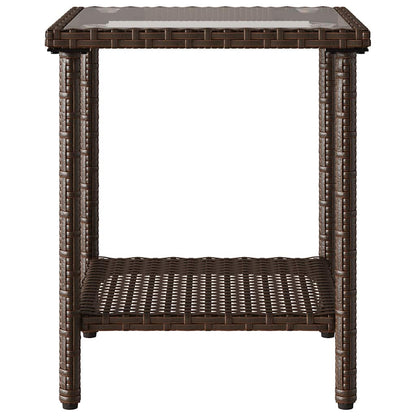 Divano da Giardino con Tavolo e Cuscini a L Marrone Polyrattan | homemem39