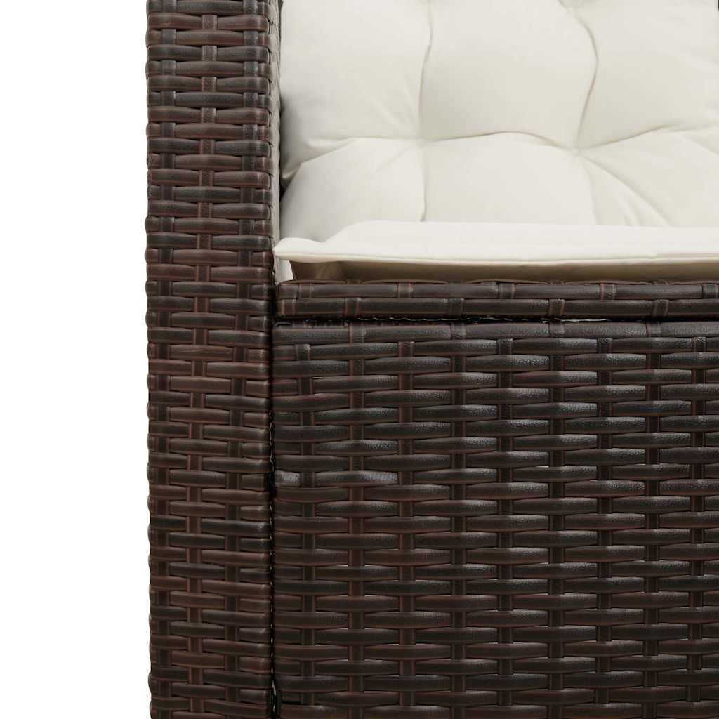 Divano da Giardino con Tavolo e Cuscini a L Marrone Polyrattan | homemem39
