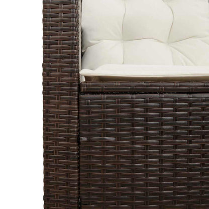 Divano da Giardino con Tavolo e Cuscini a L Marrone Polyrattan | homemem39