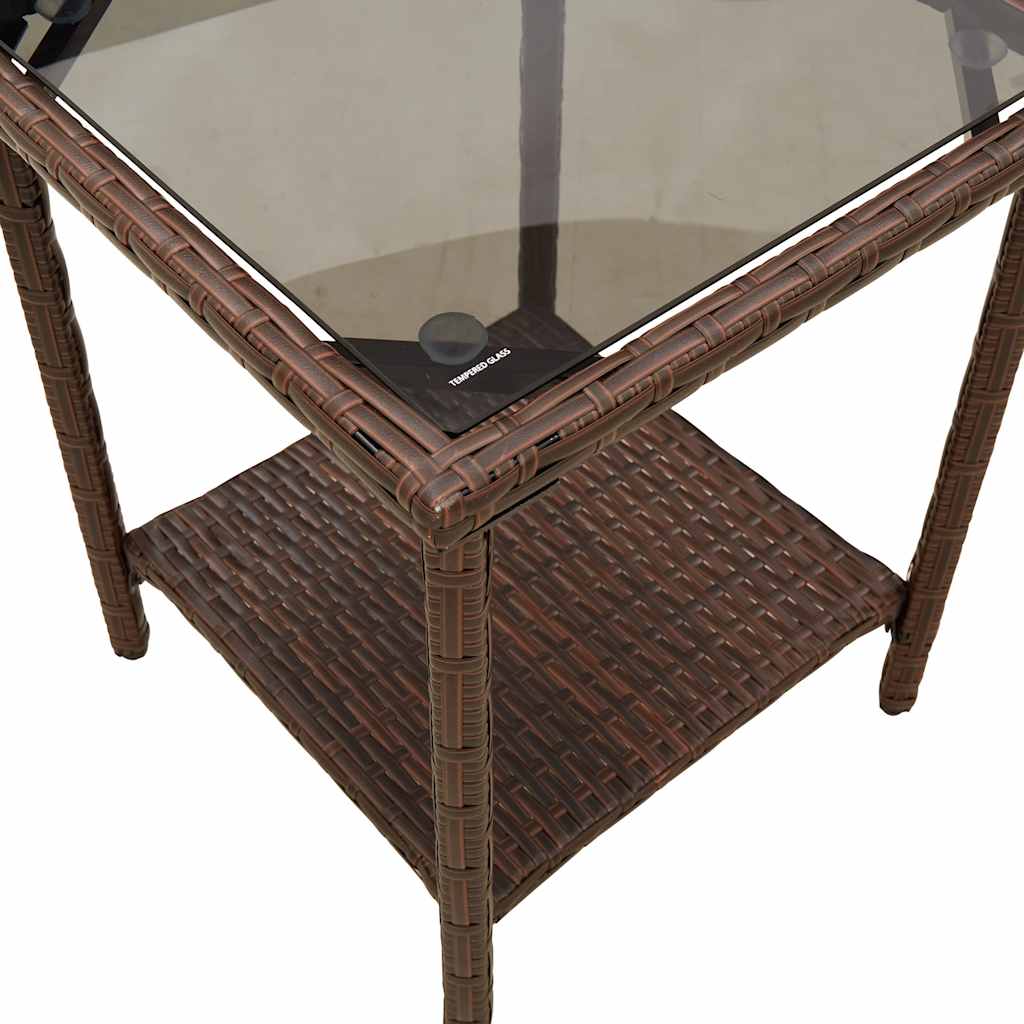Divano da Giardino con Tavolo e Cuscini a L Marrone Polyrattan | homemem39