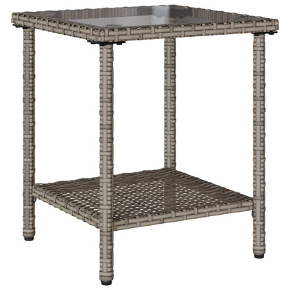 Divano da Giardino con Tavolo e Cuscini a L Grigio Polyrattan | homemem39