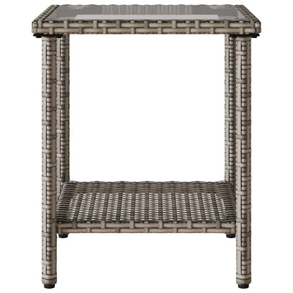 Divano da Giardino con Tavolo e Cuscini a L Grigio Polyrattan | homemem39