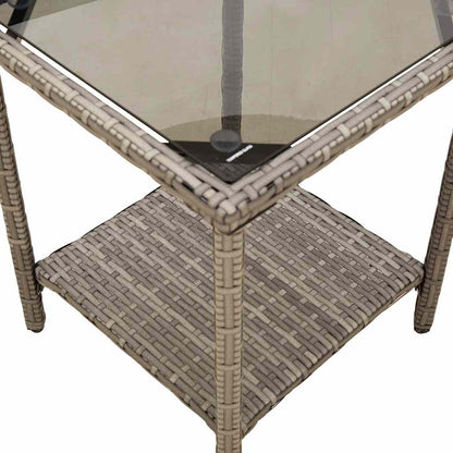 Divano da Giardino con Tavolo e Cuscini a L Grigio Polyrattan | homemem39