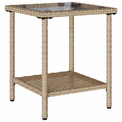 Divano da Giardino con Tavolo e Cuscini a L Beige in Polyrattan | homemem39